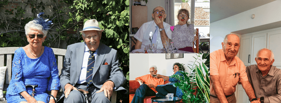 A banner made up of a collection of photos, showing hapy older and younger people